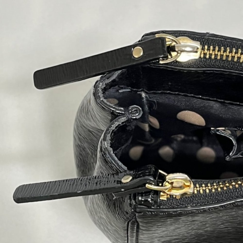 KATE SPADE New York Tri-Compartment Black Textured Patent Leather Tote - Picture 9 of 16